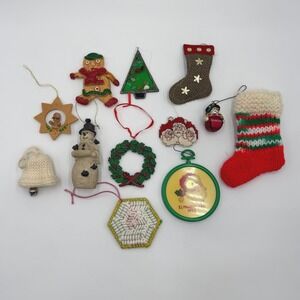 Christmas Ornament Lot 12‎ Vintage Style Holiday Decorations Gingerbread Snowman